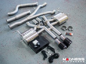 Jaguar F-TYPE Performance Exhaust System - MADNESS - 2.0L Turbo - Center Exit - Electronic Valve Design - Carbon Fiber Exhaust Tips Jaguar F-TYPE Performance Exhaust System - MADNESS - 2.0L Turbo - Center Exit - Electronic Valve Design - Carbon Fiber Exhaust Tips